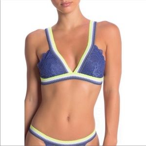 Free People Mika Lace Bralette Blue Size Large
